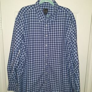 Jos A Bank Traveler's Collection Check Long Sleeve Button Up Shirt Men's sz XXL